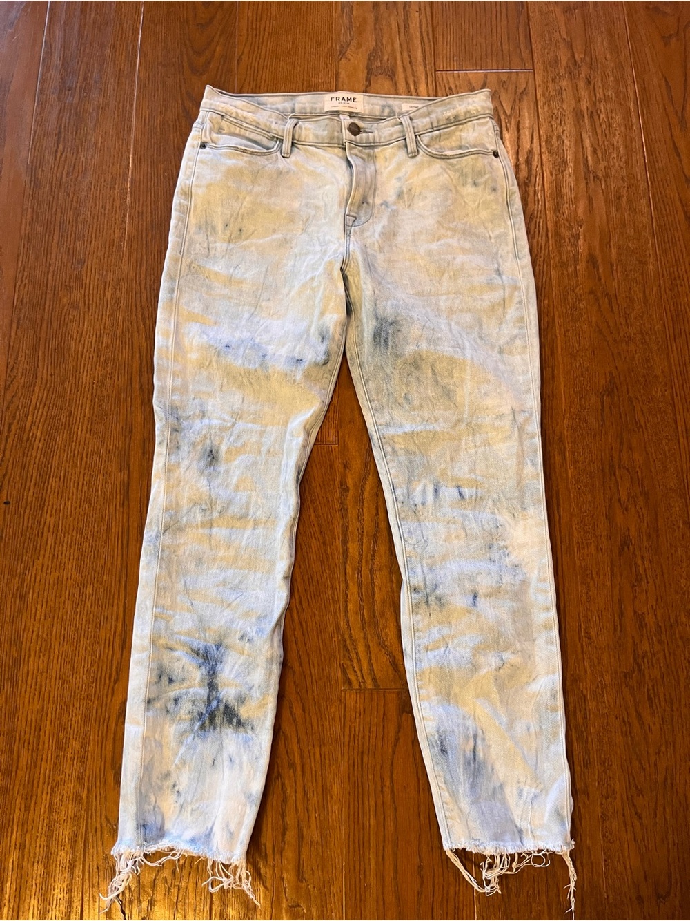 Frame Denim Le High Straight leg acid wash jeans